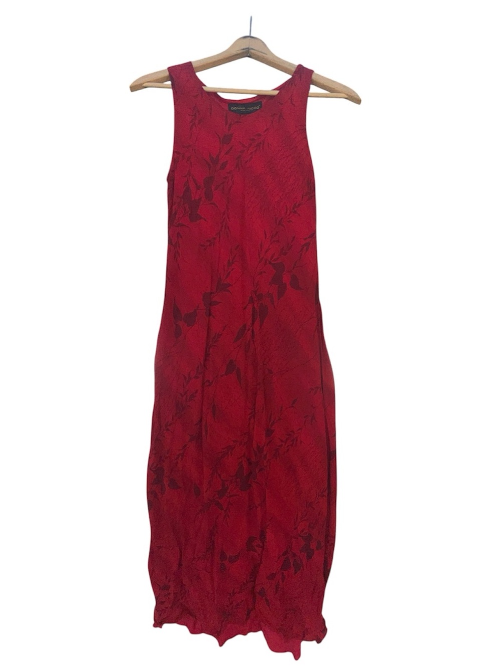 Women's Red Sleeveless Floral Midi Dress